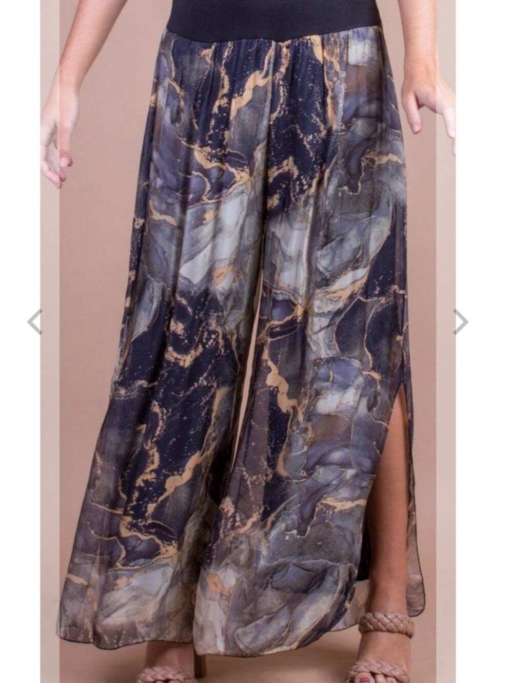 Gigi Moda Jasmin Marble Slit Pant In Black One Size